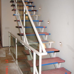 Steel stairs with glass panel - Products