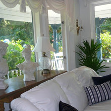 Porch and family room and blue and white