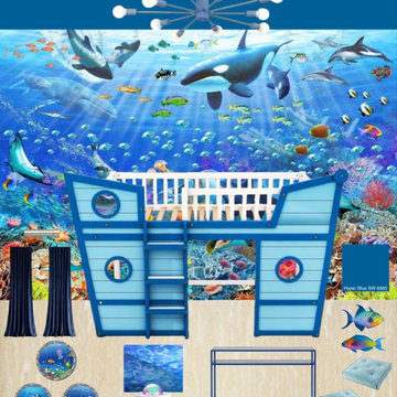 Vacation Rental Aquarium themed child's bedroom design board