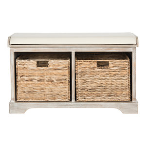 Safavieh Lonan Wicker Storage Bench Tropical Accent And