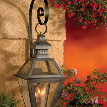 Bayou Collection 30" Washed Pewter Shepherd's Scroll Gas Wall Lantern with Tempe