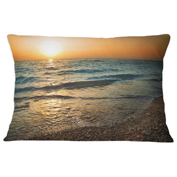 Gloomy Atlantic Beach Portugal Seascape Throw Pillow, 12"x20"