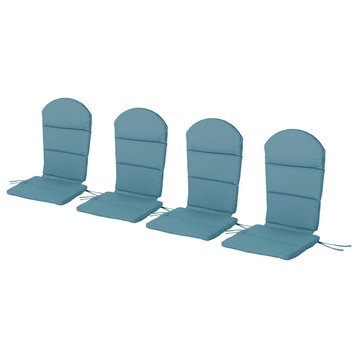 Set of 4 Adirondack Chair Cushion, Water Resistant Fabric With Ties, Dark Teal