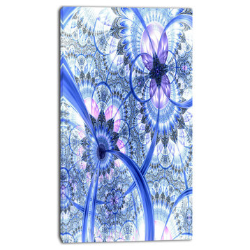 "Bright Blue Fractal Floral Pattern" Large Canvas Print, 20"x40"