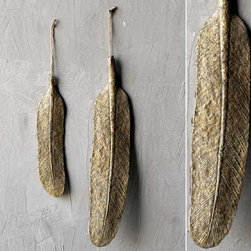 Exquisite Large Gold Feathers, Set of 2 - Products