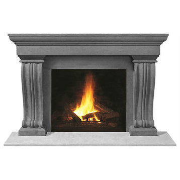 Fireplace Stone Mantel 1147.536 With Filler Panels, Gray, No Hearth Pad