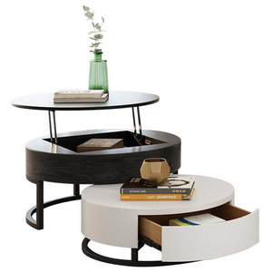 Round Coffee Table With Storage Lift Top Wood Coffee Table With Rotatable Drawer Contemporary Coffee Tables By Goeya Llc