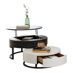 Round Coffee Tables With Drawers, Round Lamp Table With Storage
