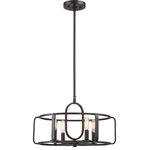 Savoy House - Santina 4-Light Convertible Semi-Flush or Pendant in English Bronze - This Savoy House Santina 4-light convertible semi-flush mount has a very airy look that is reminiscent of a drum shade and showcases the light sources. This open, geometric contemporary fixture is sure to turn heads. You can also convert this light for use as a hanging pendant. English bronze finish.  This light requires 4 , 60W Watt Bulbs (Not Included) UL Certified.