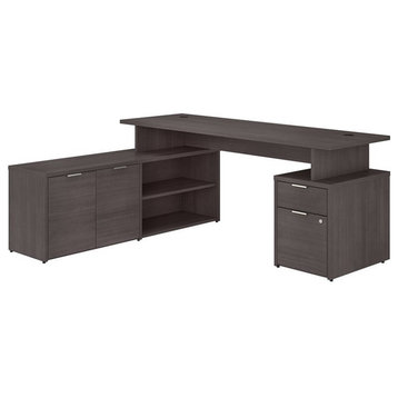 Bush Jamestown 72W L Shaped Desk with Drawers in Gray - Engineered Wood