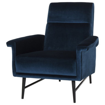 Nuevo Mathise Fabric & Metal Occasional Chair in Matte Midnight Blue/Matte Black