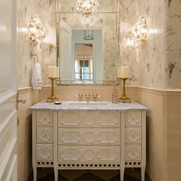 Luxury Bath Design with Custom Furniture Piece, Custom Accessories