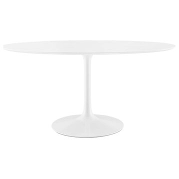 Lippa 60" Oval Wood Top Dining Table in White