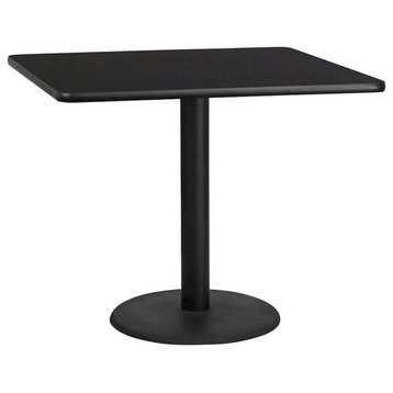 42'' Square Black Laminate Table Top With 24'' Round Table Height Base