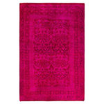 Solo Rugs - Overdyed, One-of-a-Kind Hand-Knotted Area Rug Pink, 4' 2" x 6' 0" - Vibrance rugs epitomize classic with a twist: traditional patterns overdyed in brilliant color. Each hand-knotted rug is washed in a 100%-natural botanical dye that reveals hidden nuances in the designs. These are rugs that transcend trends, and their sturdy construction ensures that they'll withstand years of heavy traffic.