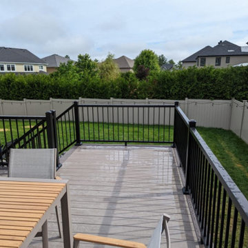 Azek's Coastline ,Dark Hickory with Timbertech's IRX modern top railing system