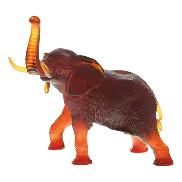 Daum Crystal Amber Elephant 02568