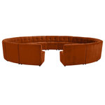 Meridian Furniture - Limitless Velvet Upholstered 15-Piece Modular Sectional, Cognac - Invest in your home's comfort with this Limitless15 Piece Sectional. This modular unit offers tons of flexibility in the number of ways that you can put each piece in the Limitless collection together to get the ideal customized look. Upholstered in cognac velvet, this beautiful piece is soft and cool to the touch, so you can feel comfortable from every angle. Button and channel tufting add to this unit's upscale look and contemporary charm.