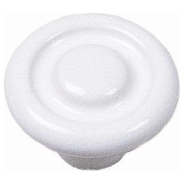 1 3/8" Porcelain Knob - Circle Impression - White