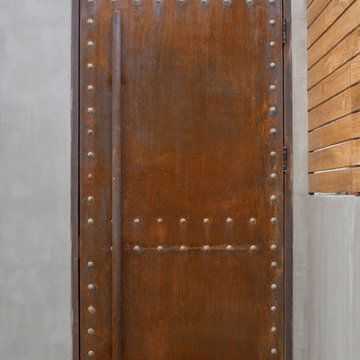Custom Made Rustic Metal Door on Rooftop Deck, Hong Kong
