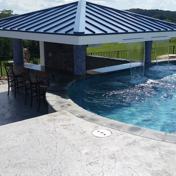 Swim up pool bar custom pool.