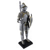 Medieval Armor Knight With Poleaxe and Shield Statue