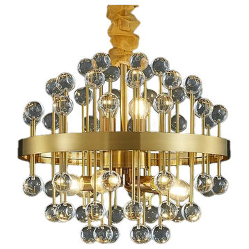 Albisola | Colorful Modern Chandelier With Different Form Crystals, Round Crystal, 24''