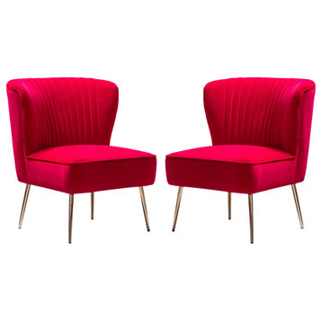 Upholstered Side Chair, Set of 2, Red