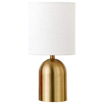 Talbot 13.25 Tall Mini Lamp with Fabric Shade in Brass/White