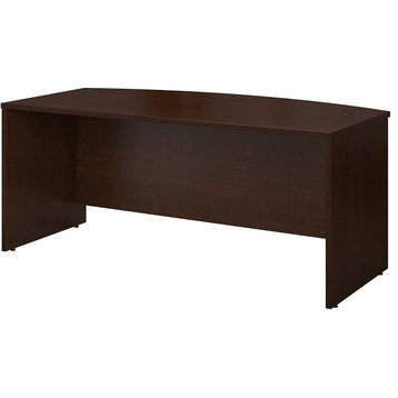 Rectangular Desk, Laminated Top With Rounded Edge and Grommets, Mocha Cherry