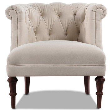 Katherine Tufted Accent Chair, Sky Neutral Beige Polyester