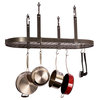 Handcrafted Four Point Oval Ceiling Pot Rack w 18 Hooks Hammered Steel