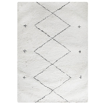 Modern White Soft Rectangle Area Carpet, 4'7"x6'7", 2