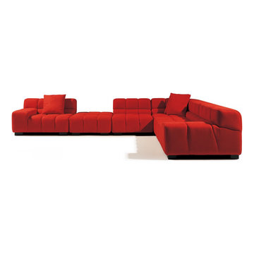 Modern Caroline Red Woven Fabric Modular Sectional Sofa