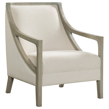 Dayna Accent Chair With White Wash Frame, Natural