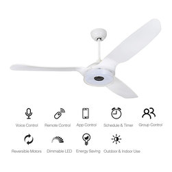 Carro - Carro Smart Voice Control Ceiling Fan with Dim LED Light and Remote 10-speed, White, 60 in - Ceiling Fans