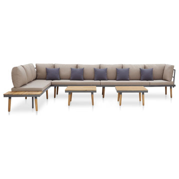 vidaXL Patio Furniture Set Patio 8-Seater Sofa with Table Solid Acacia Wood