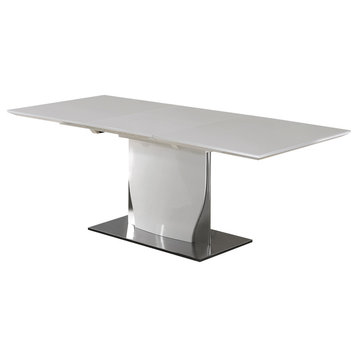 Global Furniture White High Gloss Dining Table 63/87x36x30" White