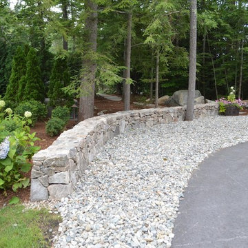 Ossipee Mountain Stone Wall with River Rock lined Driveway