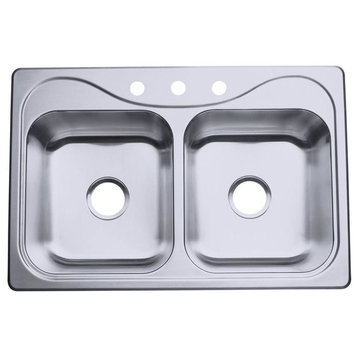 Sterling Southhaven Double Bowl 3-Hole Drop-in Kitchen Sink, Stainless Steel