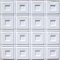 153 White Matte Faux Tin Ceiling Tile 24x24 - Dimensional Squares - Ceiling Tile