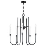 Maxim - Tux Five Light Chandelier - Updating the traditional chandelier form the Tux collection uses elongated sweeping lines evocative of the mid-20th century and stripped down ornamentation to create a transitional lighting product relevant again. The two-tone Black and White powder coated finish offers a neutral color palette which coordinates perfectly with a variety of settings. Use decorative tubular bulbs or globes to dress up the design or keep it classic with candelabra lamps.