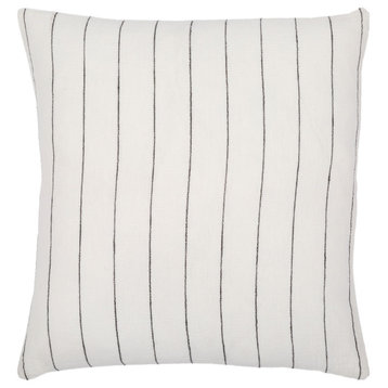 Linen Stripe Buttoned 22"H x 22"W Pillow Kit, Polyester Insert