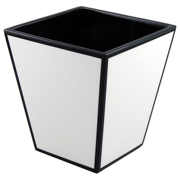 White and Black Lacquer Waste Basket