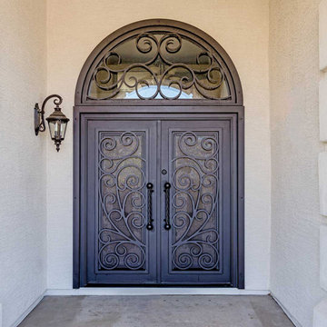 Barcelona French Iron Entry Door With Transom