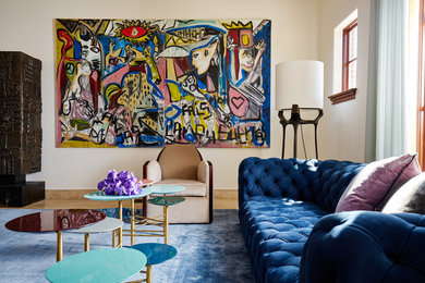 Example of a transitional living room design in Dallas