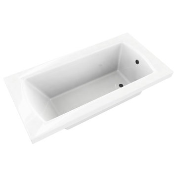 Ovo Contemporary White Rectangular Acrylic Drop-In Bath tub 66"x32", White