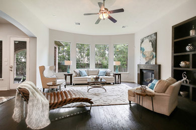 Transitional living room in Houston.