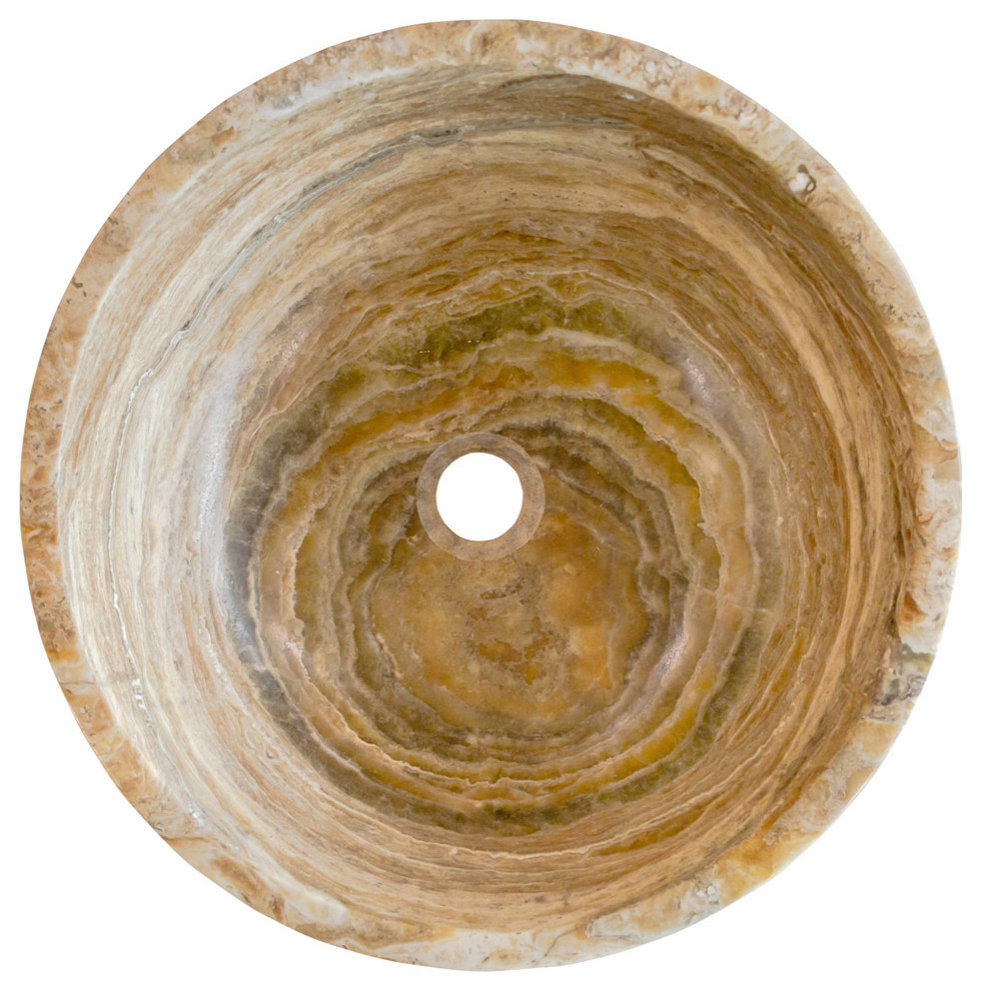 Travertine-Onyx Traonyx Natural Stone Marble Vessel Sink Matte (D)16" (H)6"