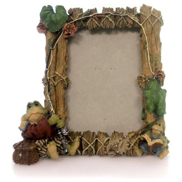 Boyds Bears Resin Frogmorton and Tad Fly Fishing Polyresin Photo Frame 27402